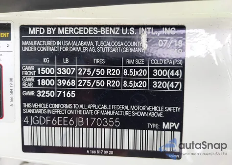 2018 Mercedes-Benz Gls 450 4Matic из США, поврежденный, VIN 4JGDF6EE6JB170355